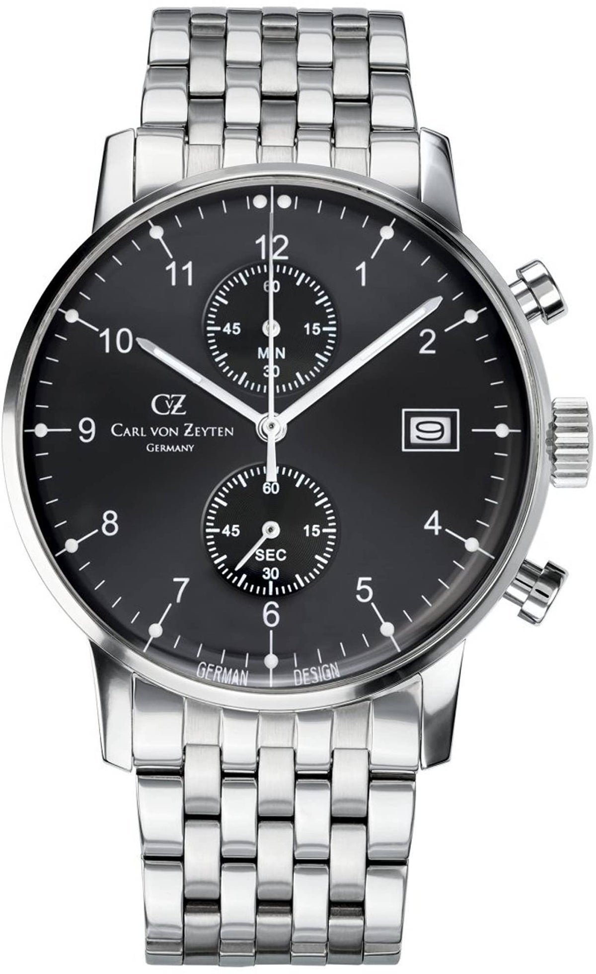 Carl von Zeyten Herren Armbanduhr Eisenbach Chronograph silber/schwarz CVZ0007BKMB