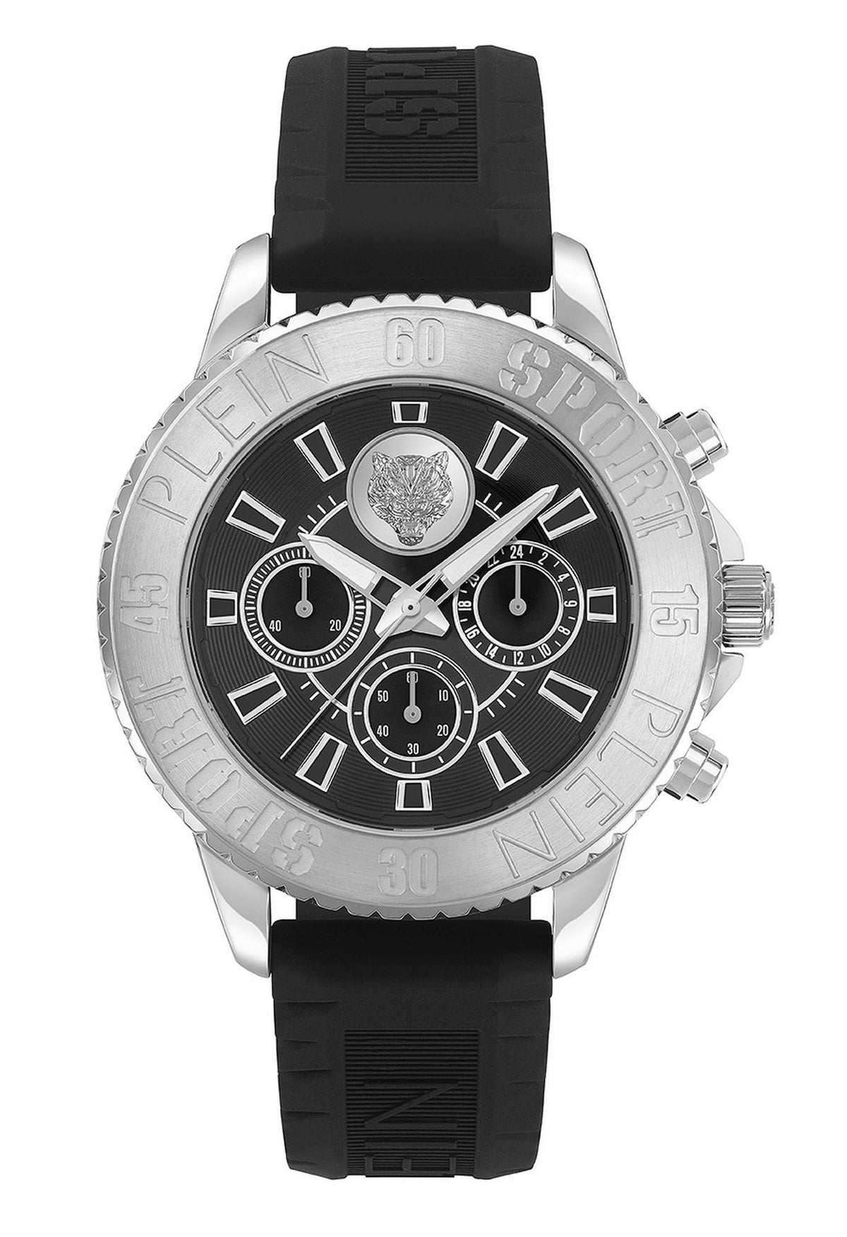 Plein Sport Herren Chronograph GLAM CHRONO PSMEA0124 Edelstahl / Silikon 44 mm