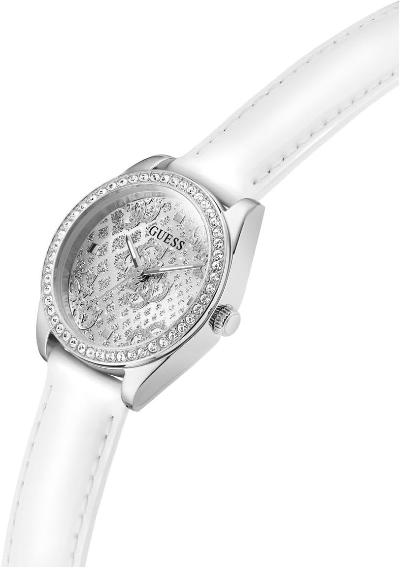 Guess Armbanduhr Damen Guess Ladies White Silver Tone Analog Watch GW0989L1 Silber Weiß GW0989L1