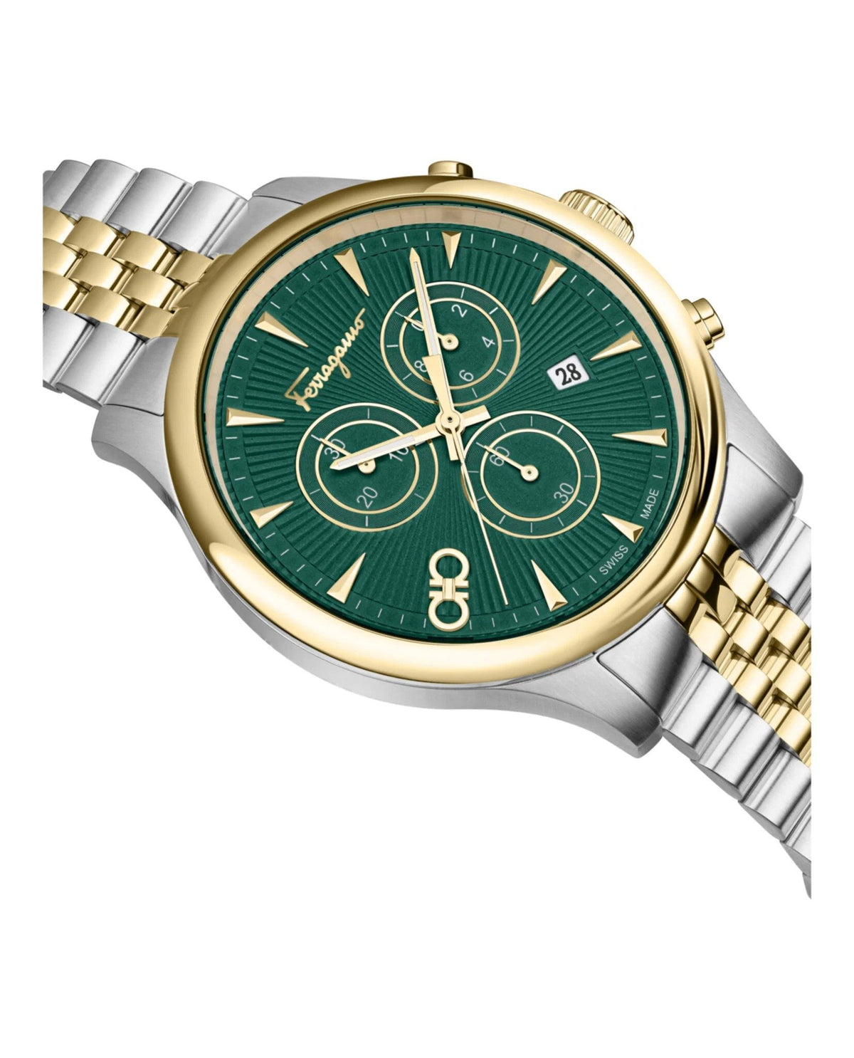 Salvatore Ferragamo Herrenuhr Duo Chrono Zweifarbig Grün 42 mm SFEZ01224