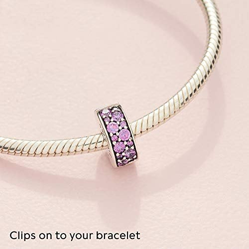 Pandora Damen-Charm Pavé Glanz-Clip 925 Silber Zirkonia lila-791817CFP