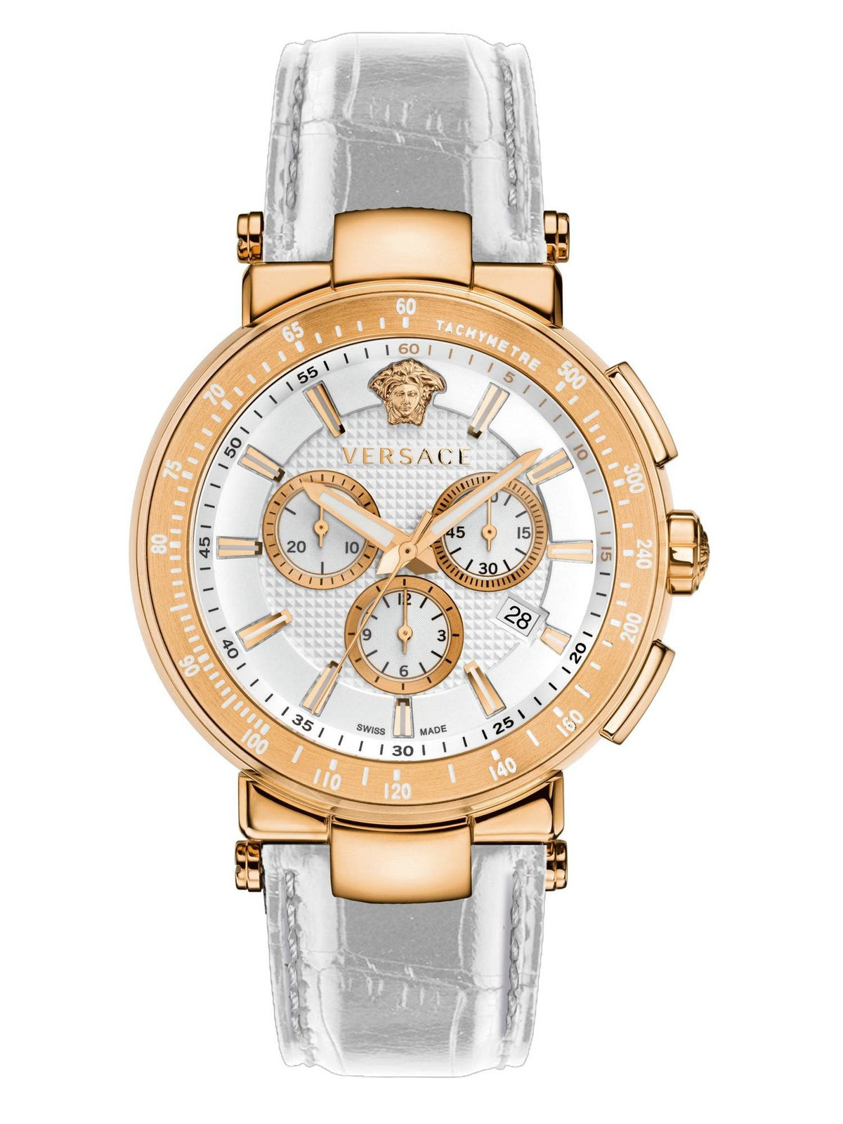 Versace Herren Armbanduhr Mystique Sport 46 mm Chronograph Armband Leder VFG160016