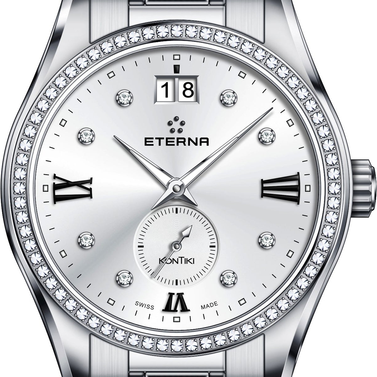 Eterna Damenuhr Lady Kontiki Quartz Silber 1270.54.16.1731