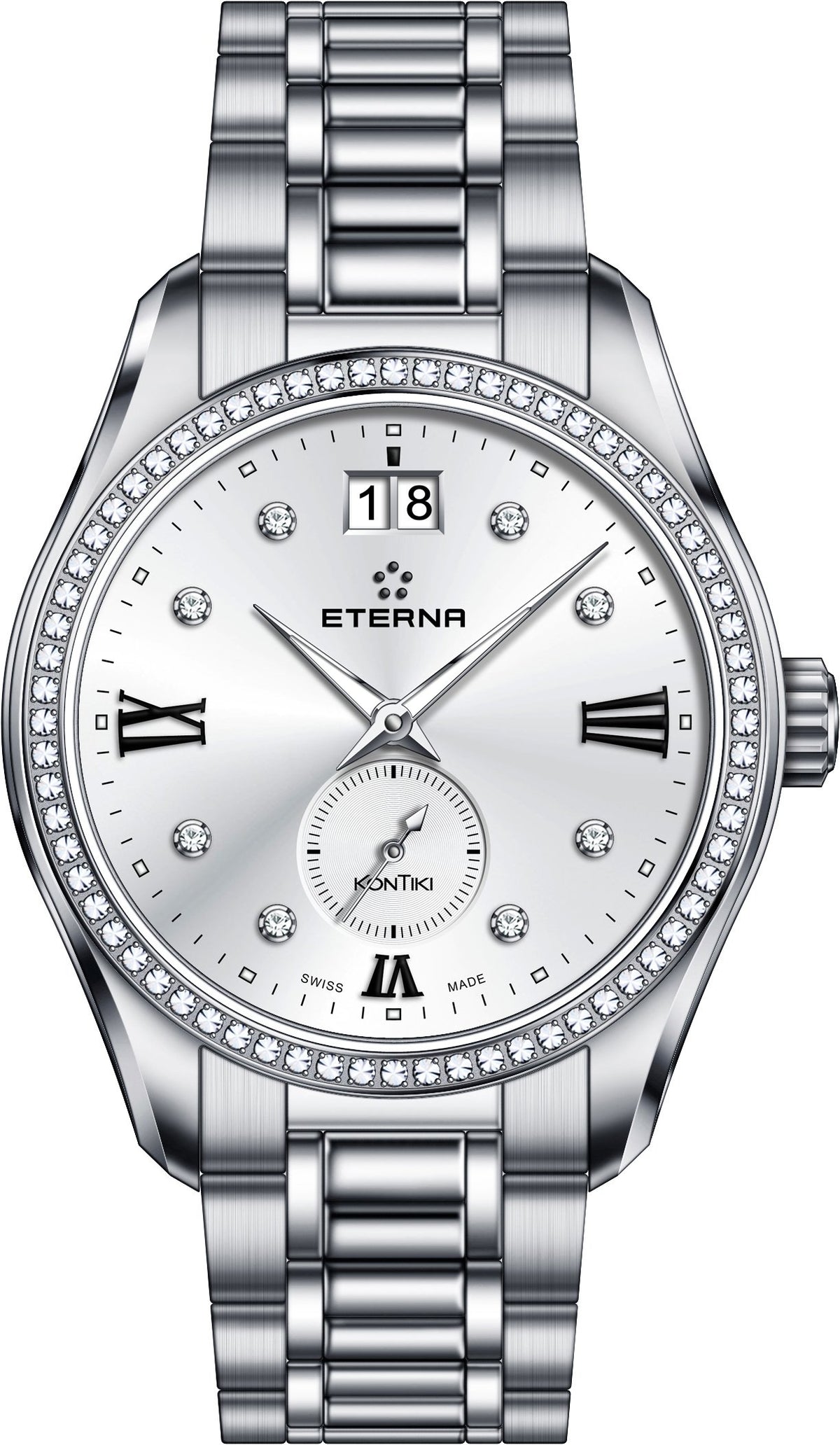 Eterna Damenuhr Lady Kontiki Quartz Silber 1270.54.16.1731