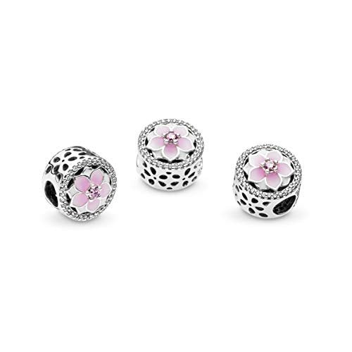 Pandora Moments Rosafarbene Magnolienblüte Charm Sterling Silber, Cubic Zirkonia, Emaille 792085PCZ