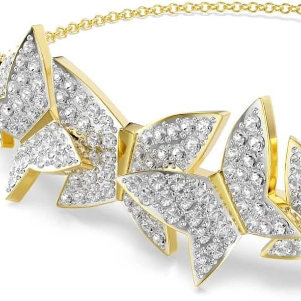 Swarovski Idyllia Lilia Bracelet, Butterfly Motif, Clear Pavé Crystals, Gold-Tone Finished Setting, for Women