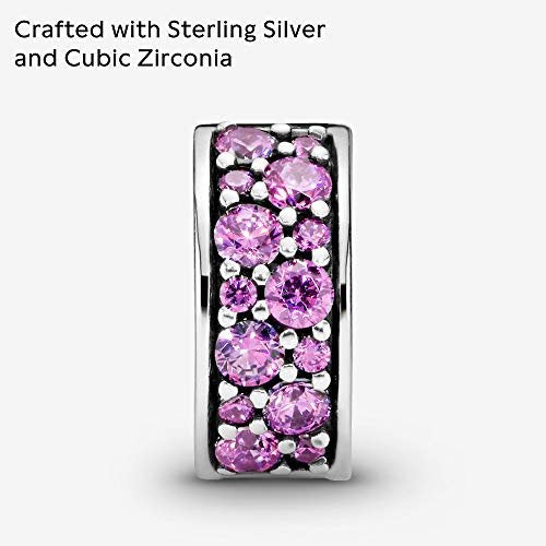 Pandora Damen-Charm Pavé Glanz-Clip 925 Silber Zirkonia lila-791817CFP