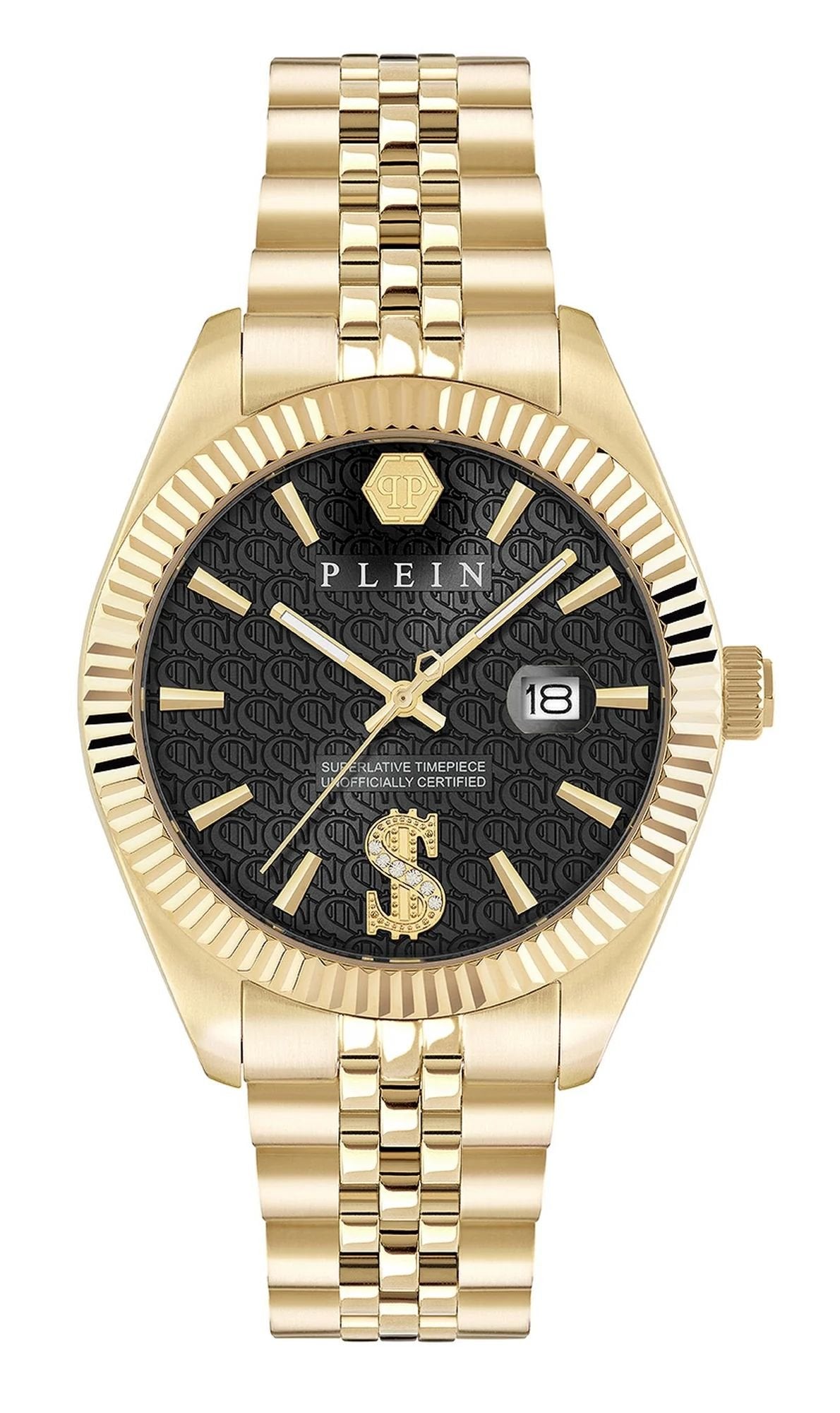Philipp Plein Uhr Herren Date Superlative Crystal Gold/Schwarz PWMFA1025
