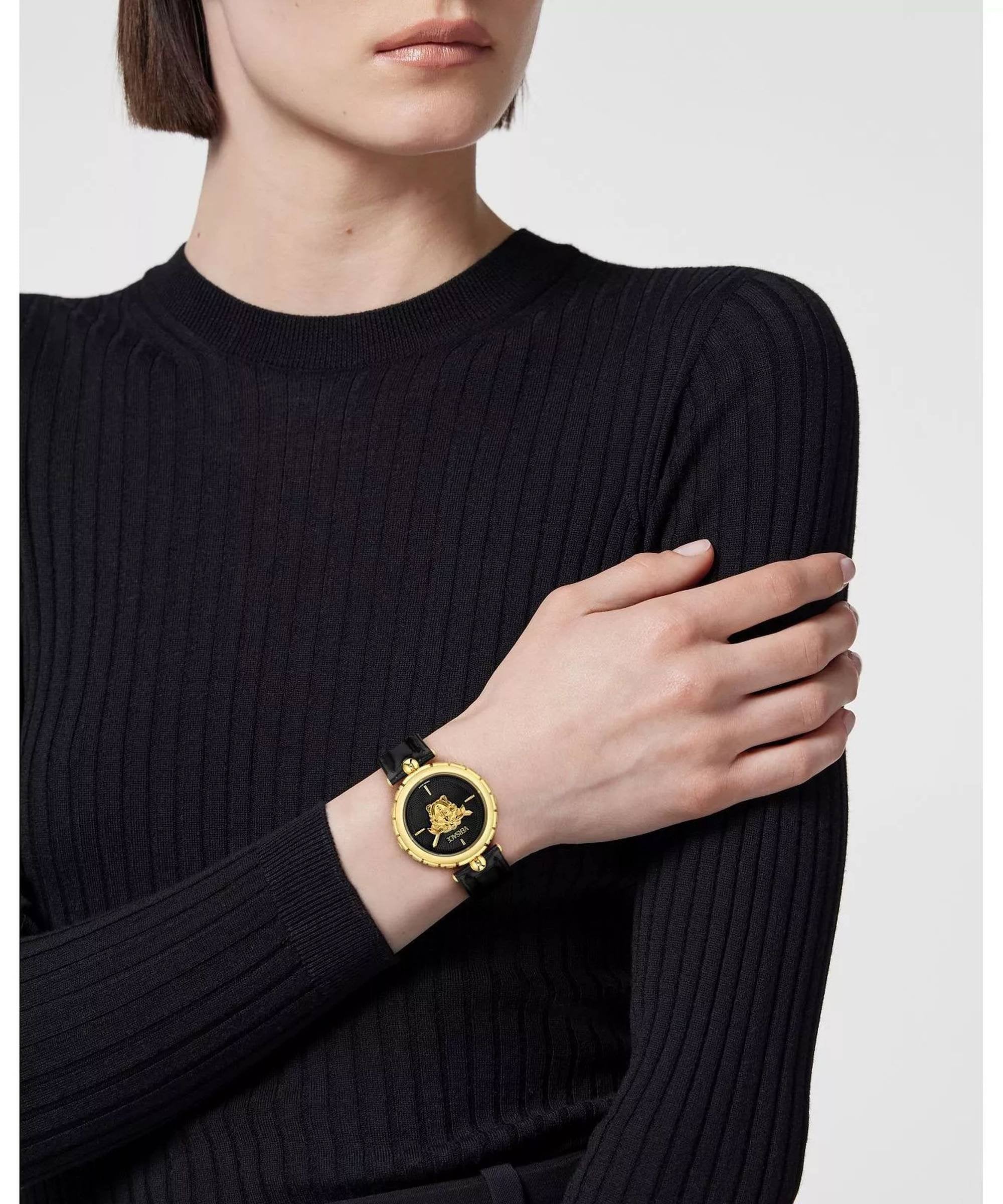 Versace Damenuhr Medusa Heritage Schwarz/Gold Lederband VE9D00124