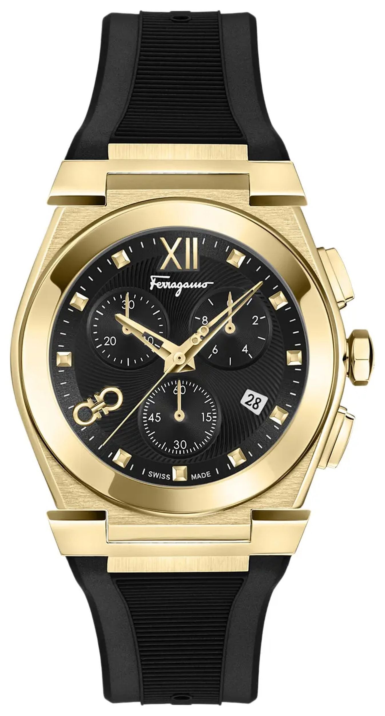 Salvatore Ferragamo Uhr Damen Vega Chrono Schwarz und Gold SF5D00325