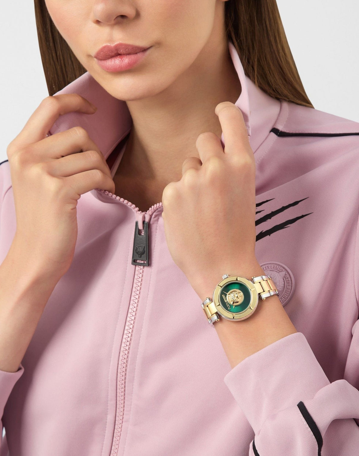 Philipp Plein Damenuhr Grün Bicolor Edelstahl Quarz PSCEA0725