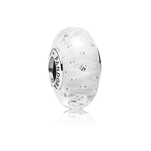 Pandora 791617CZ Muranoglas Charm weiß mit Zirkonia