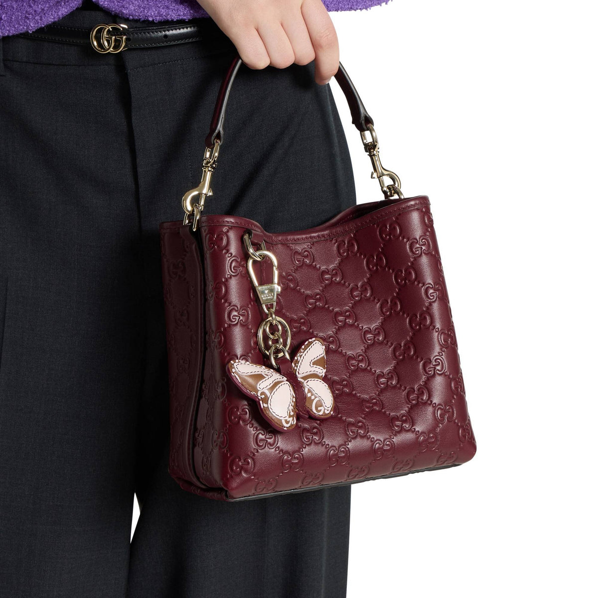 Gucci Schlüsselanhänger Damen Butterfly Shaped Keychain Rosa Multicolor 837346JAAJZ8159