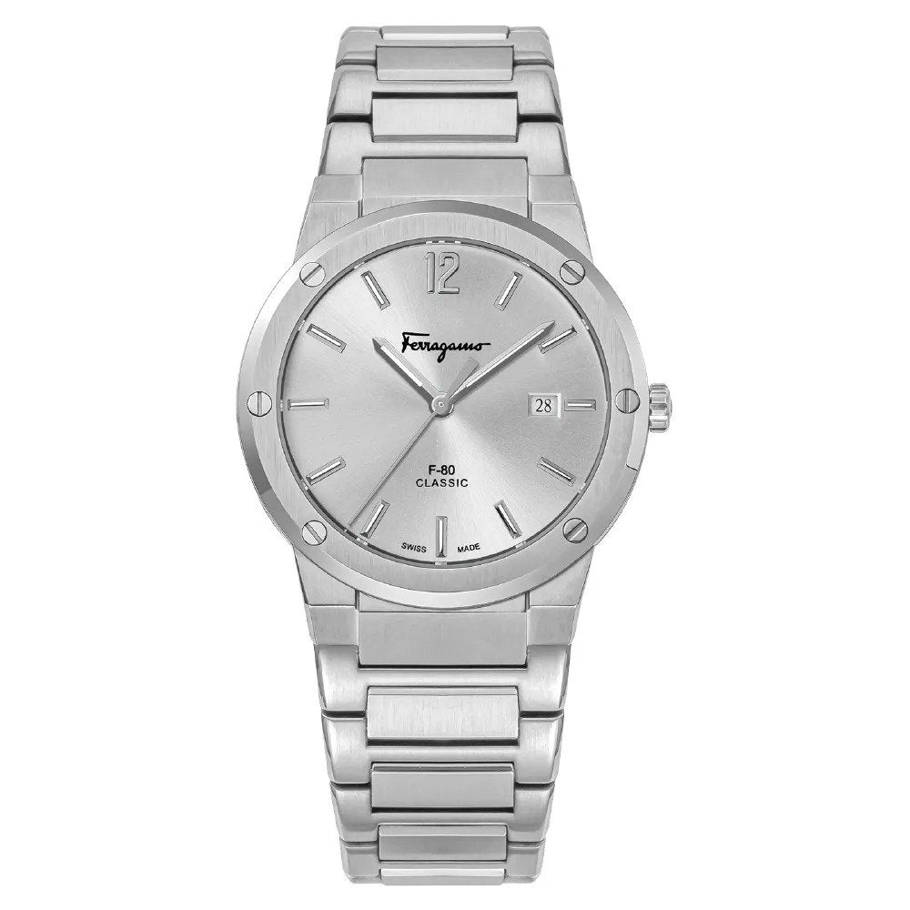 Salvatore Ferragamo Herrenuhr F 80 Classic Quarz Silber 41 mm SFDT02223