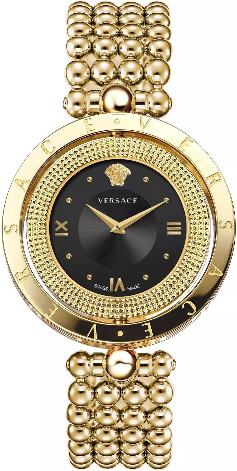 Versace Damen Armbanduhr Eon Schwarz Gold VE7901723