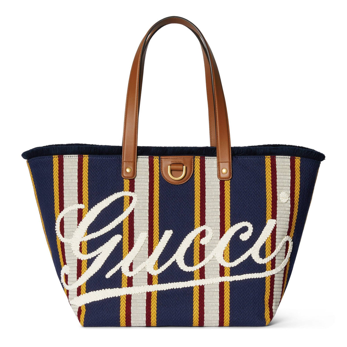 Gucci Tasche Unisex Embroidered Medium Canvas Tote Bag Blau Beige Rot Gelb 818771FAEF88796