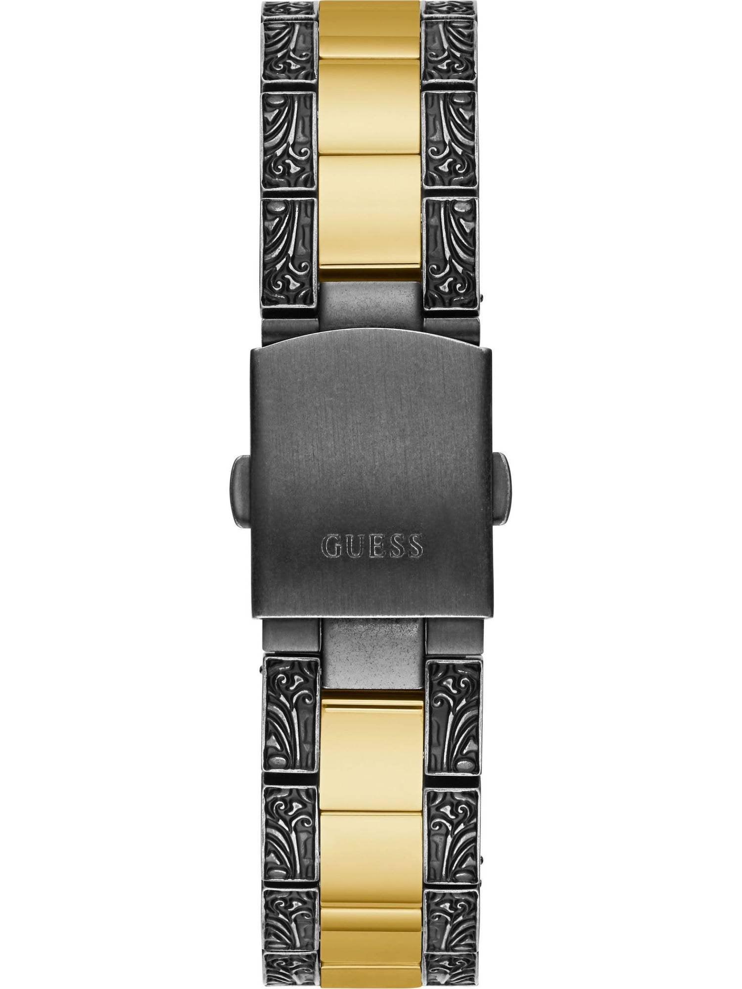 Guess Damen Armbanduhr Gilded 40 mm Brokatmuster auf Armband und Zifferblatt Armband Edelstahl GW0303L1