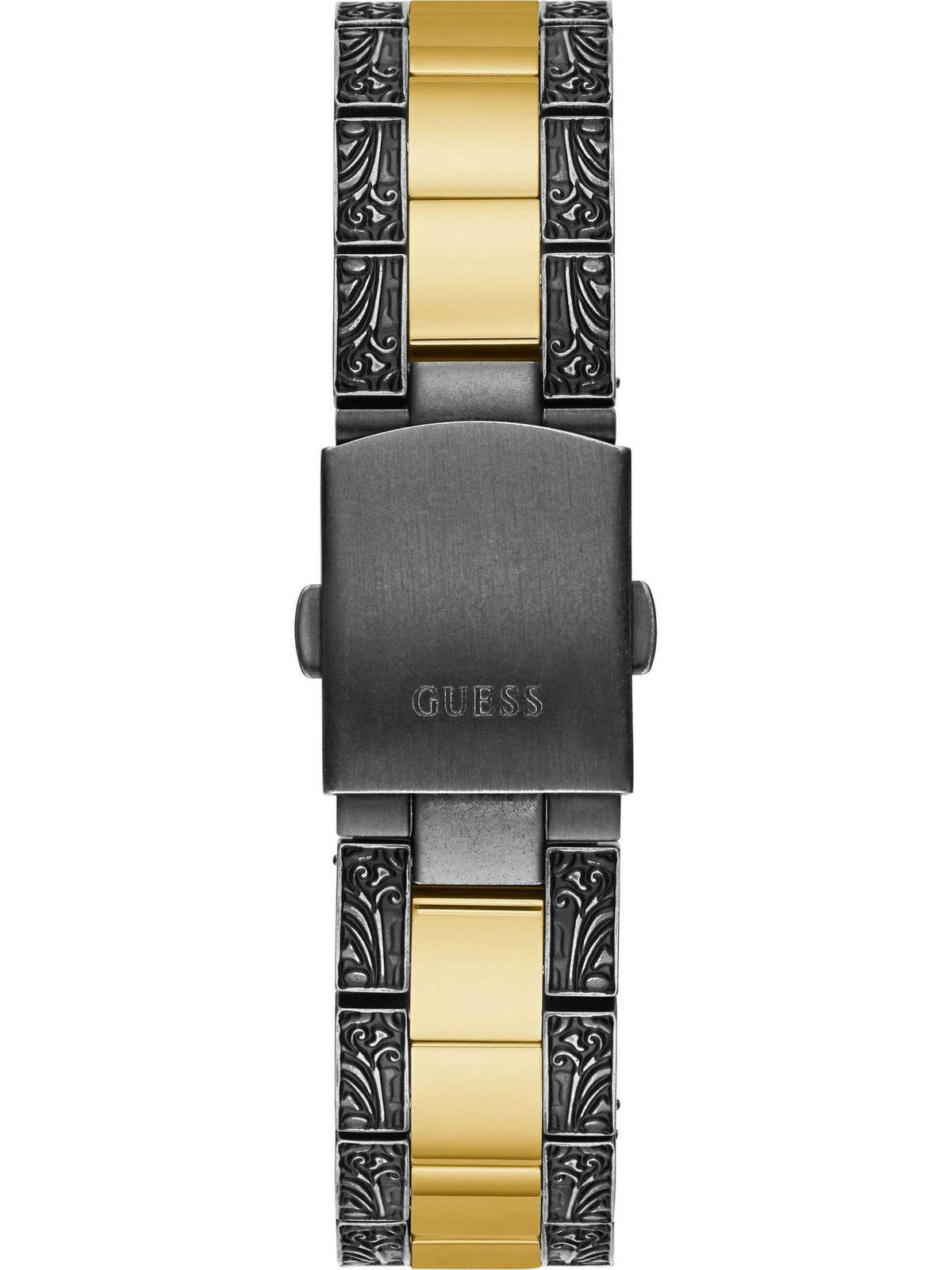 Guess Damen Armbanduhr Gilded 40 mm Brokatmuster auf Armband und Zifferblatt Armband Edelstahl GW0303L1