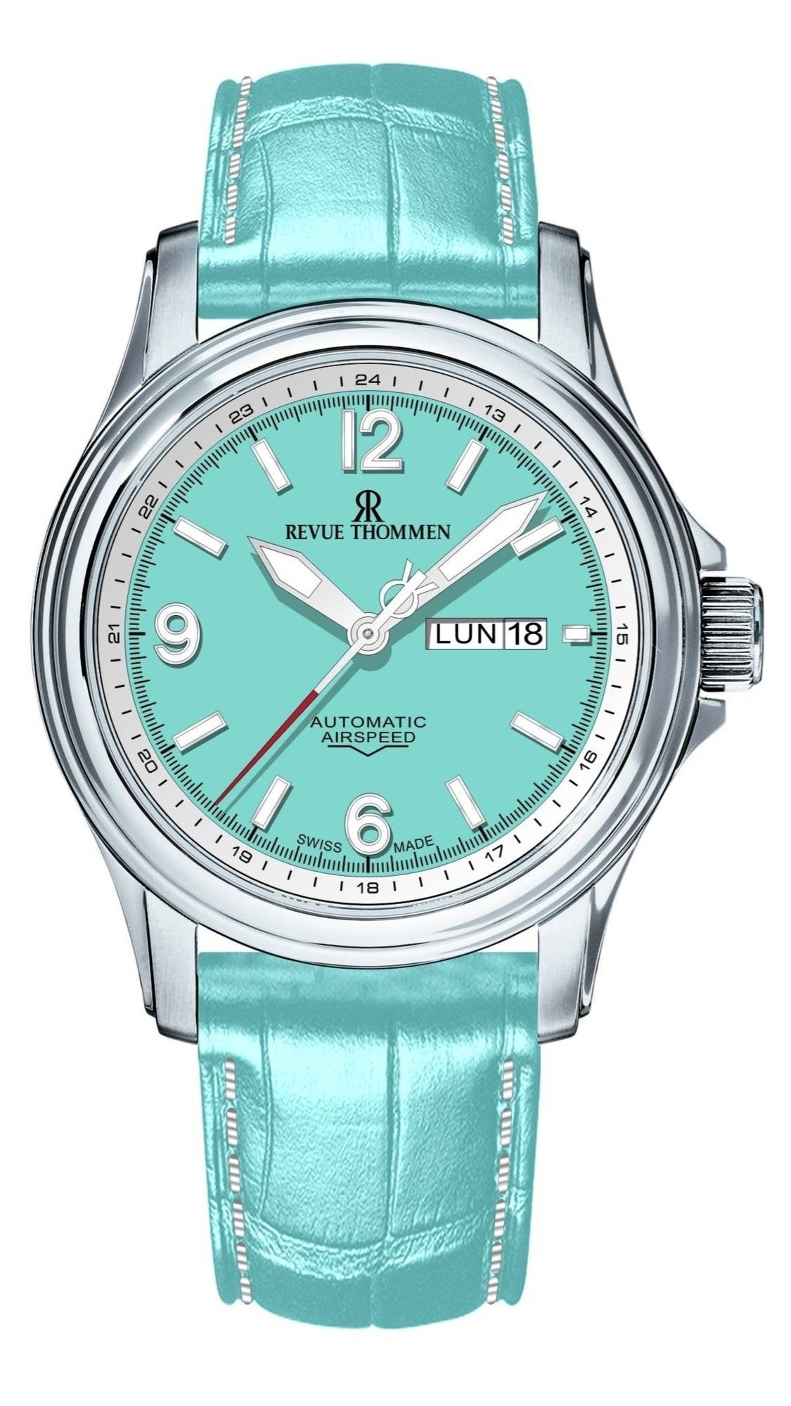 Revue Thommen Uhr Unisex Automatik 16040.2331 Gletscherblau XLarge