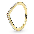PANDORA Sparkling Wishbone Ring in Gold mit 14 Karat vergoldete Metalllegierung und Cubic Zirkonia Steinen Timeless Collection, Größe 52