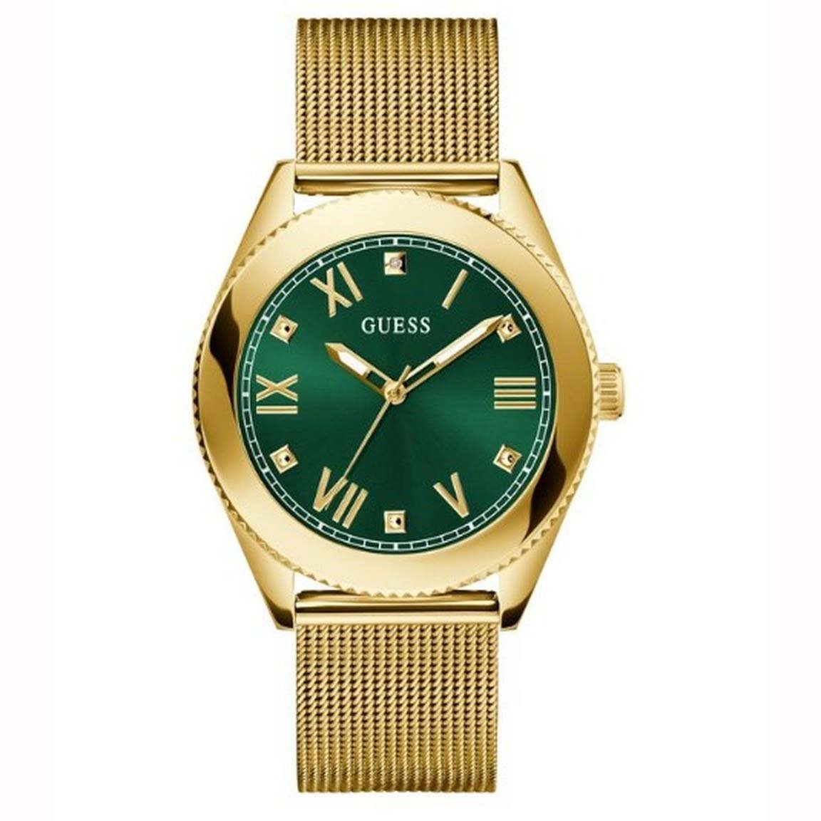 Guess Herren Armbanduhr  Noble gold, grün GW0495G4