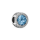 PANDORA Damen-Charm Himmelblauer Strahlenkranz der Herzen 925 Silber Kristall blau Brillantschliff - 791725NBS