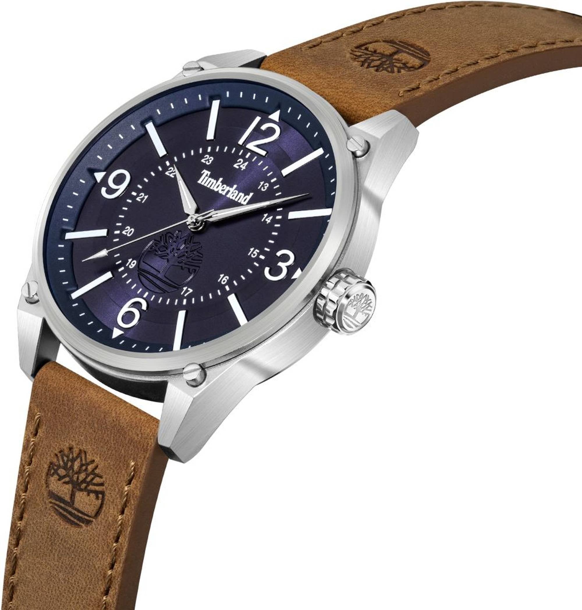 Timberland Analoguhr Herren Palmyra-Z Silberfarben Blau Braun TDWGA9000603M