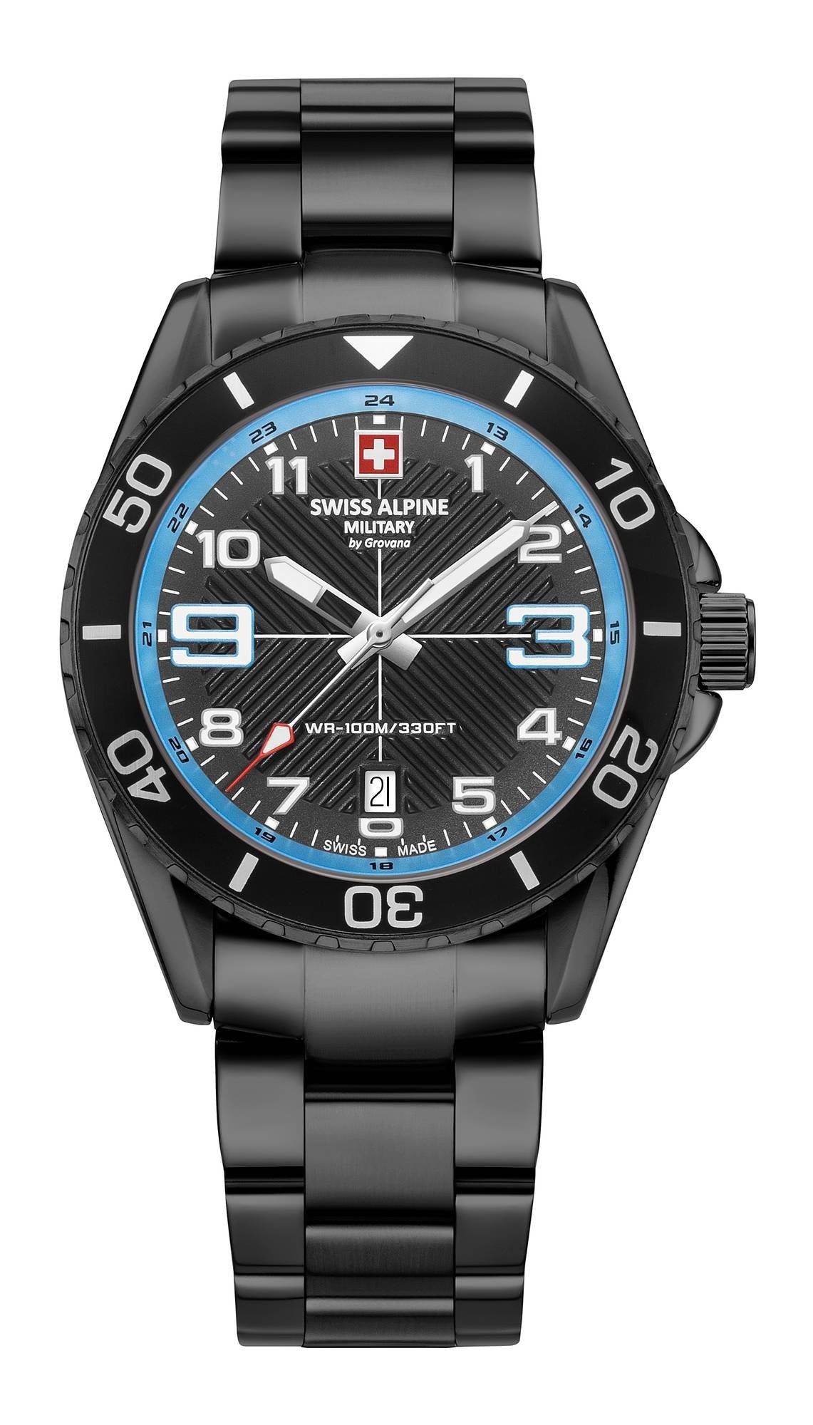 Swiss Alpine Military Herren Armbanduhr Taucheruhr Raptor schwarz 7029.1171