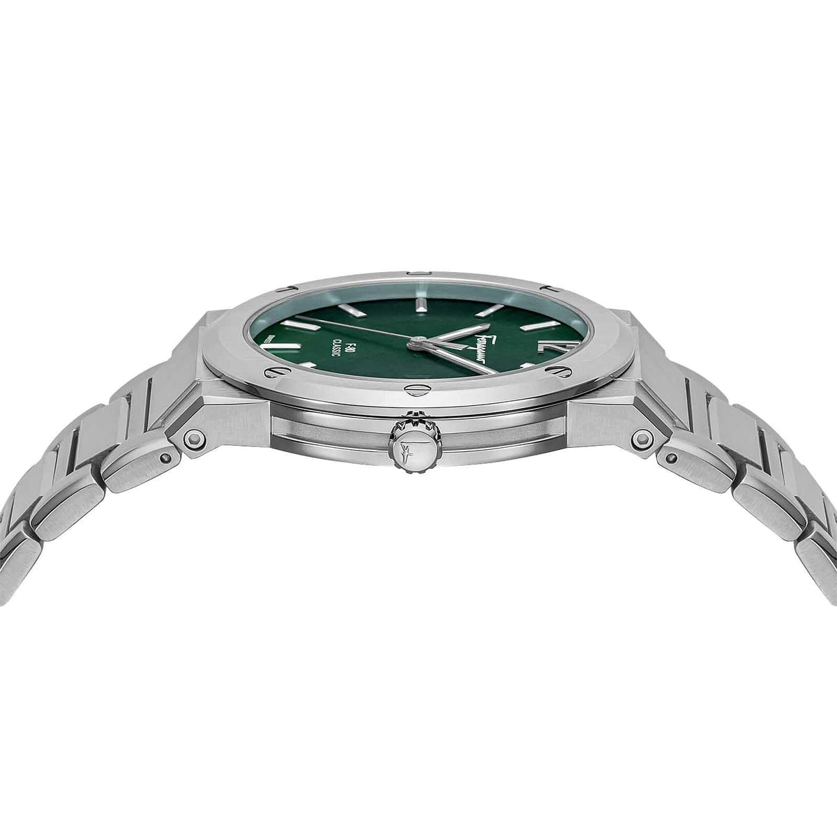 Salvatore Ferragamo Herrenuhr F 80 Classic Quarz Grün 41 mm SFDT02123