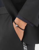 Philipp Plein Herren Armband LINKED schwarz silber Leder PJYEA13BU