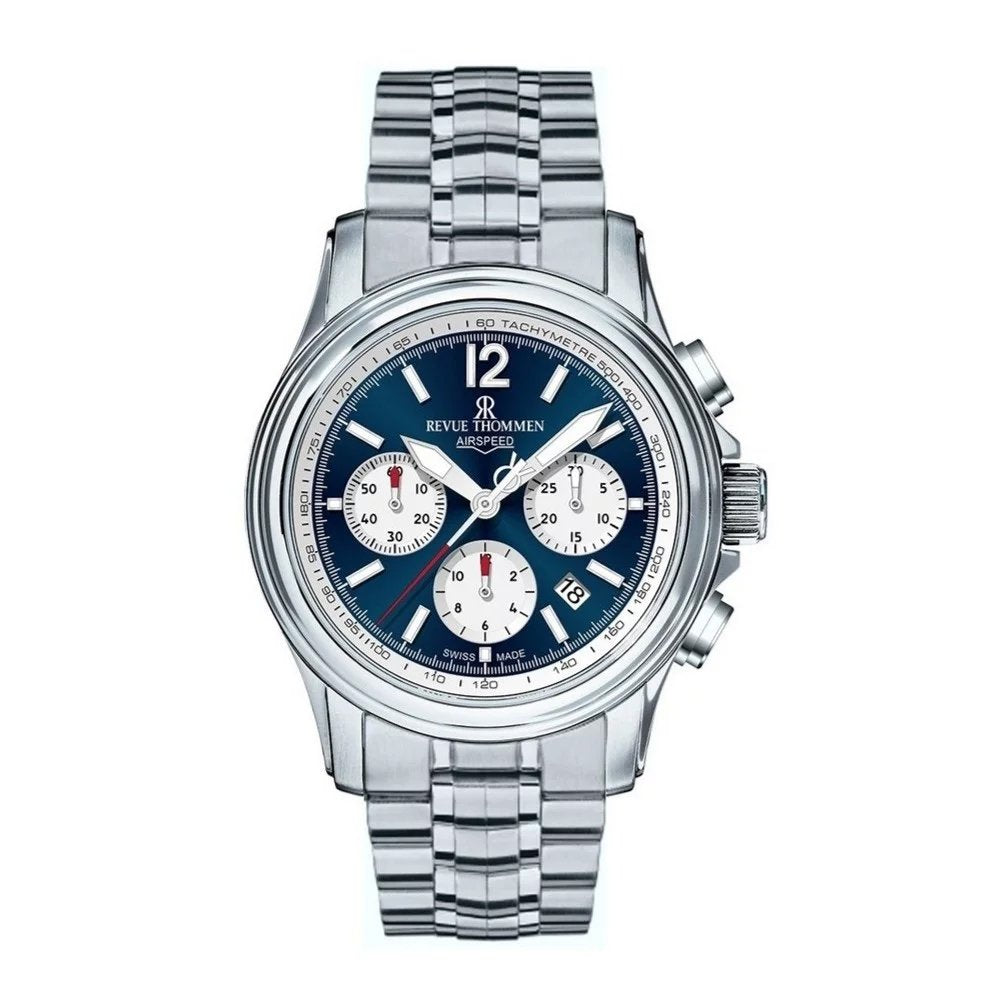 Revue Thommen Herren Automatikuhr Airspeed 16041.6435 Silberfarben, Blau