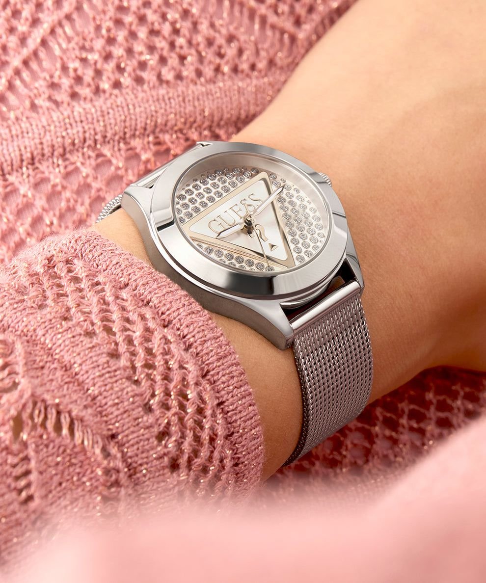 Guess Damen Armbanduhr silber GT GLITZ PLAQUE GW0835L1