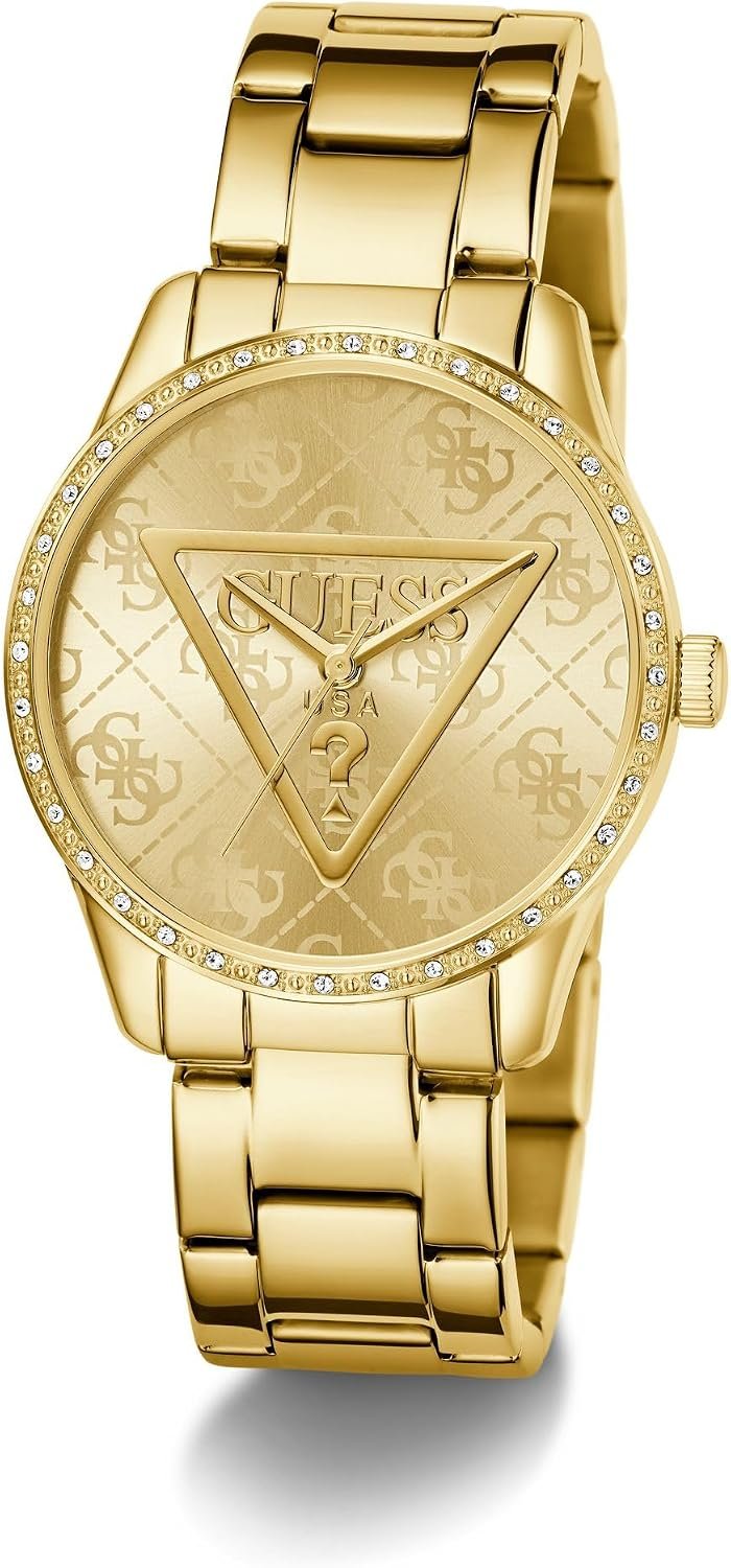GUESS Analoguhr Damen Ladies Gold Tone Analog Watch Gold GW0987L2
