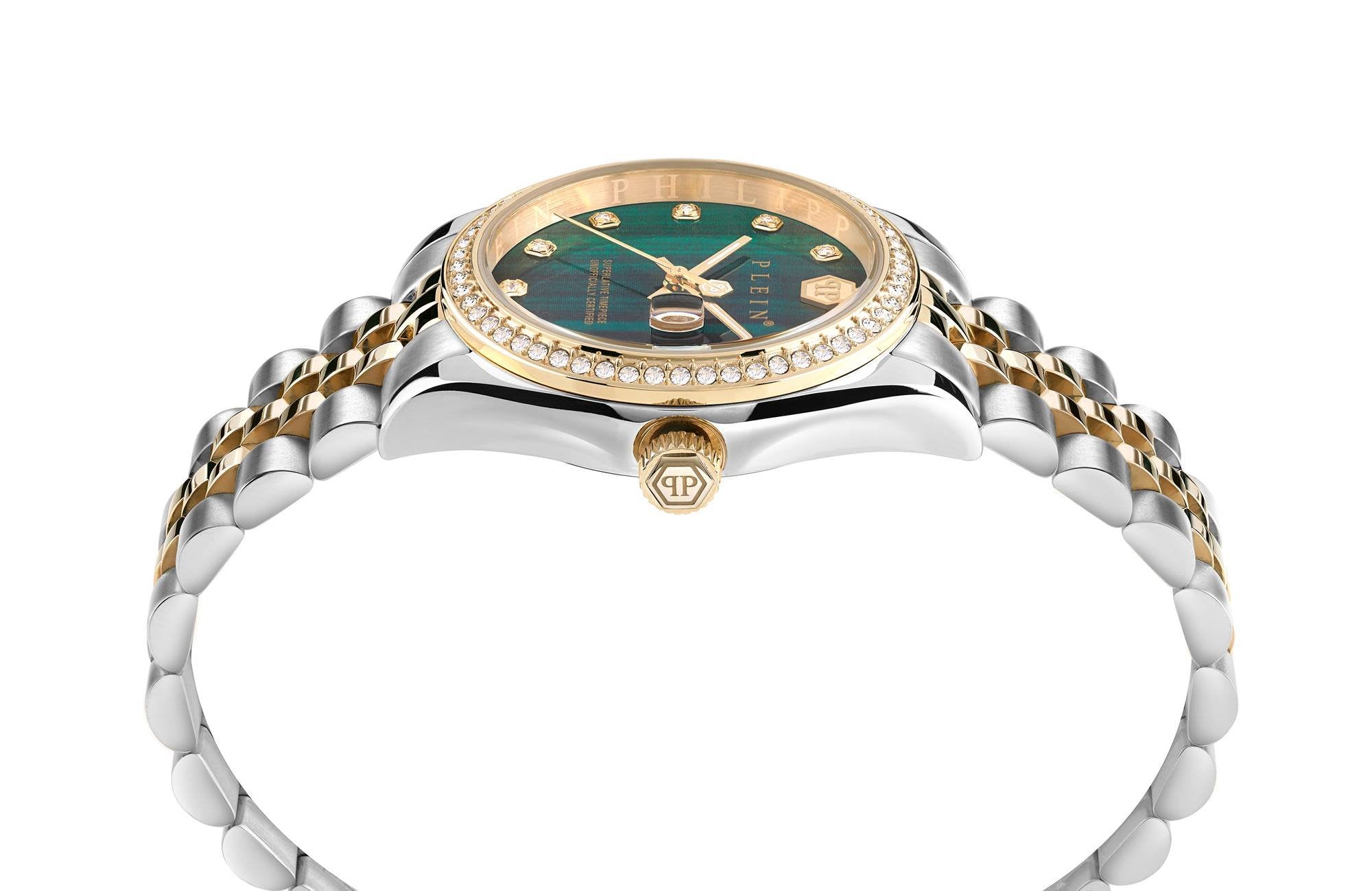 Philipp Plein Damenuhr Date Superlative Bicolor/grün