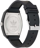 adidas Project Two Unisex Armbanduhr, Quarz Analog, Kunststoff, 38 mm, Kunststoffarmband, Schwarz, 5 bar, Zifferblattfarbe: Grün, AOST25549