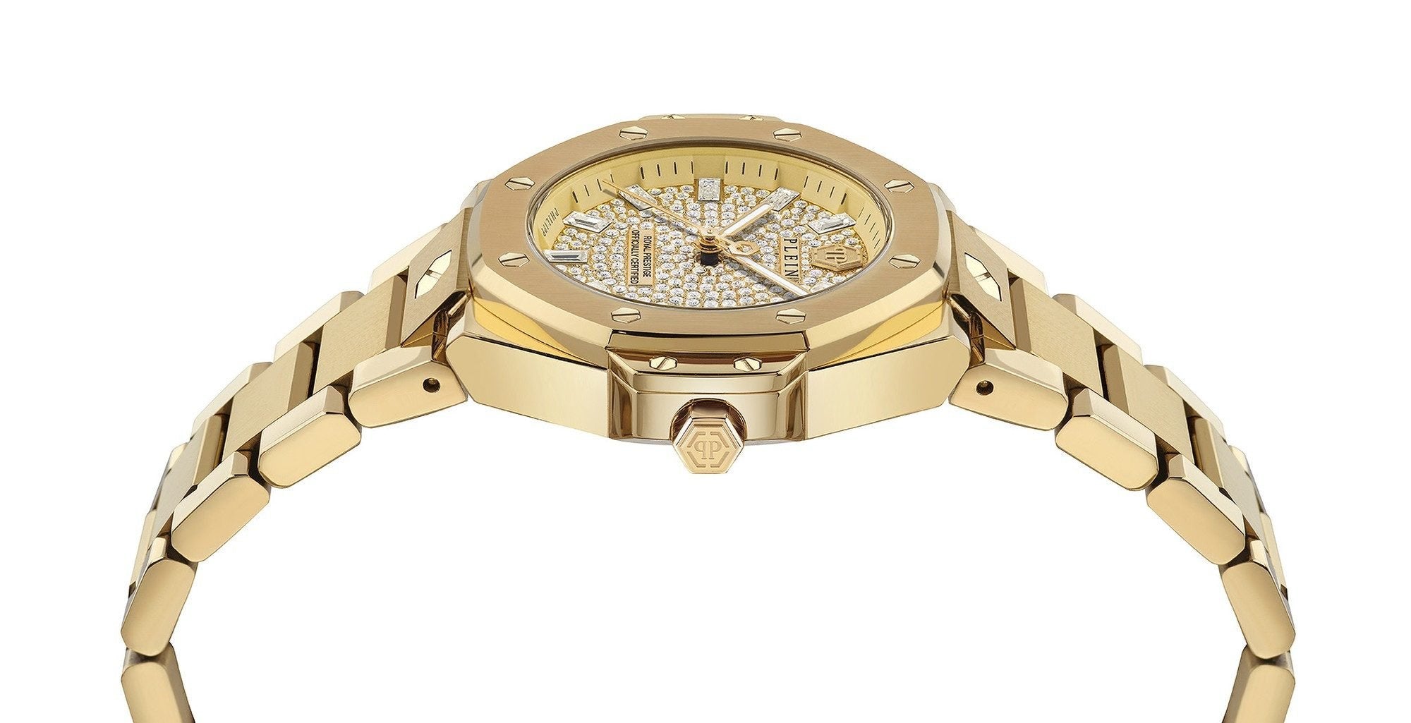 Philipp Plein Damen Uhr Royal Prestige PW4FA0525 Edelstahl Gold 33 mm Kristall‑Lünette