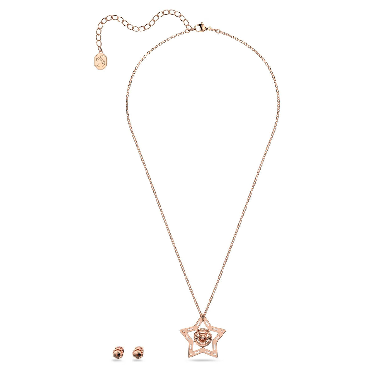 Swarovski Stella Set, Halskette Ohrringe Verschiedene Schliffe, Stern, Weiß, Roségold 5622730