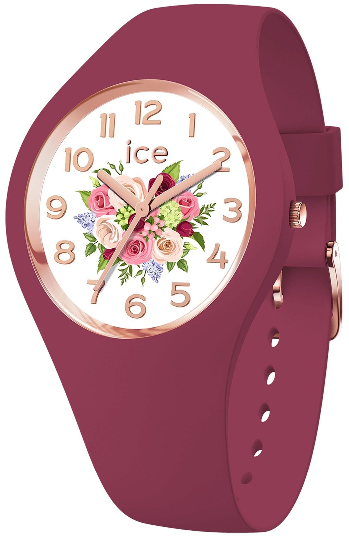 Ice-Watch Armbanduhr Damen ICE Flower Anemone bouquet Small bordeaux weiß 021736