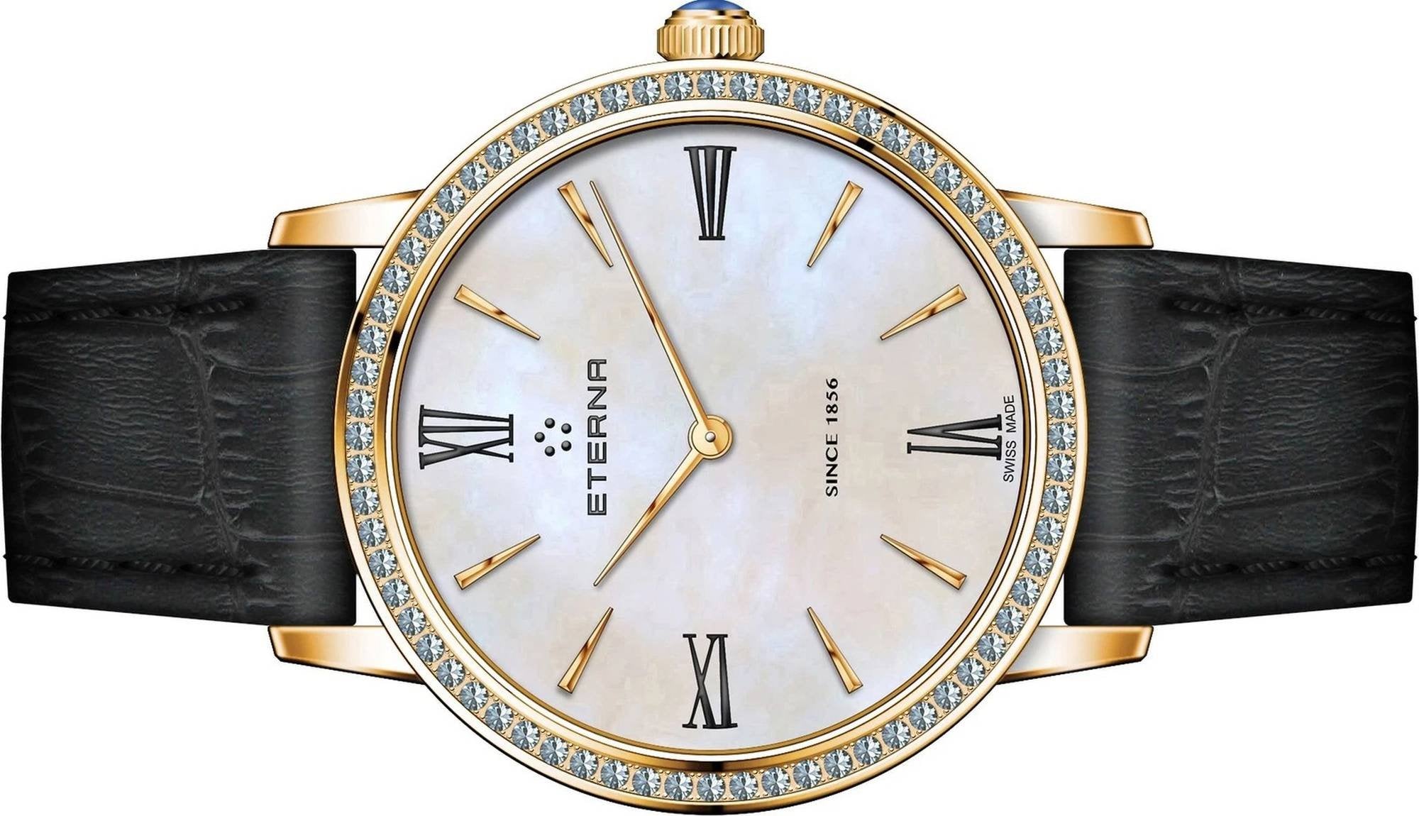 Eterna Armbanduhr Damen Quartz 32mm Rosegold Schwarz Perlmutt 2720.57.67.1386