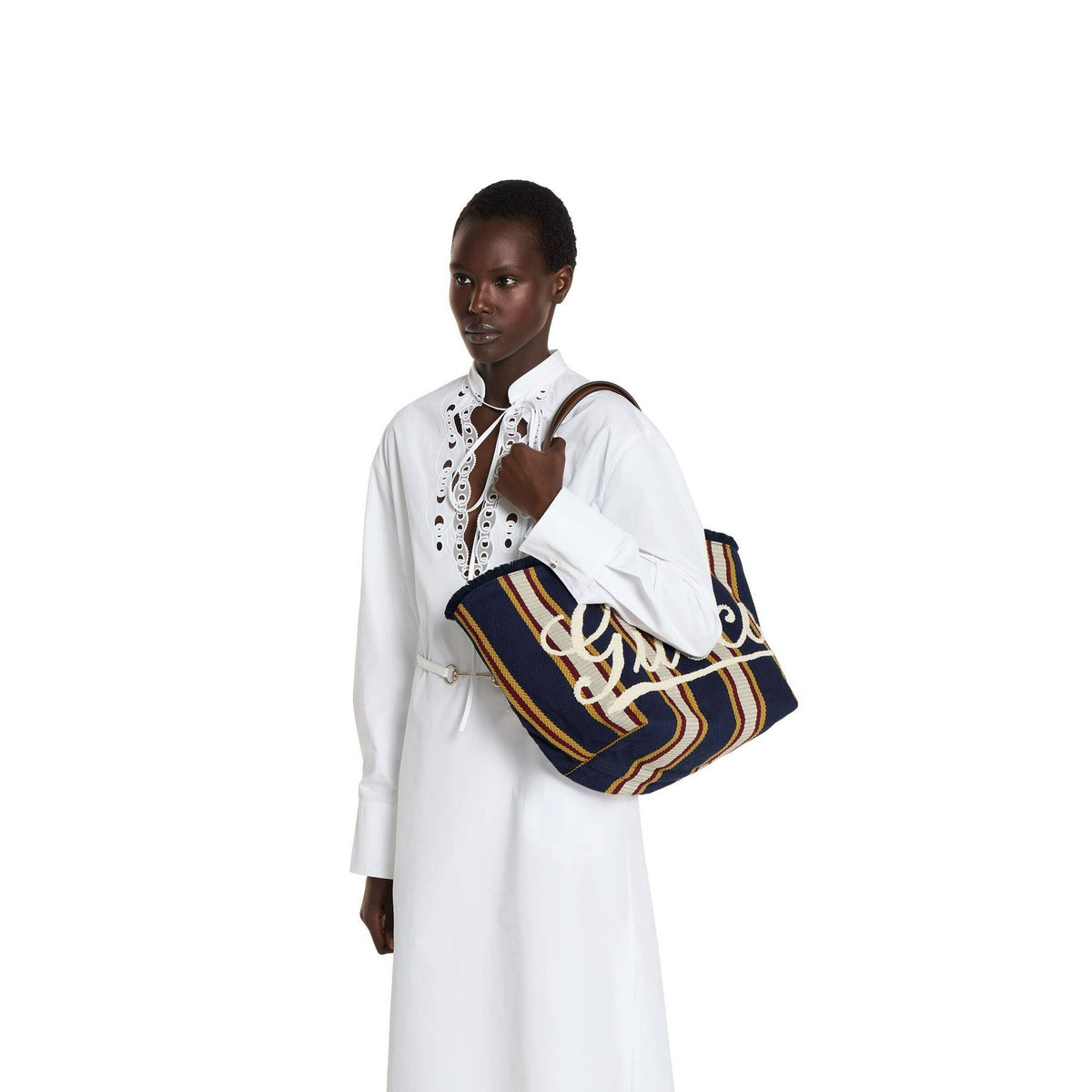 Gucci Tasche Unisex Embroidered Medium Canvas Tote Bag Blau Beige Rot Gelb 818771FAEF88796