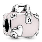 PANDORA Schmuck Rosa Reisetasche Sterling Silber Charm, Metall Metall Emaille
