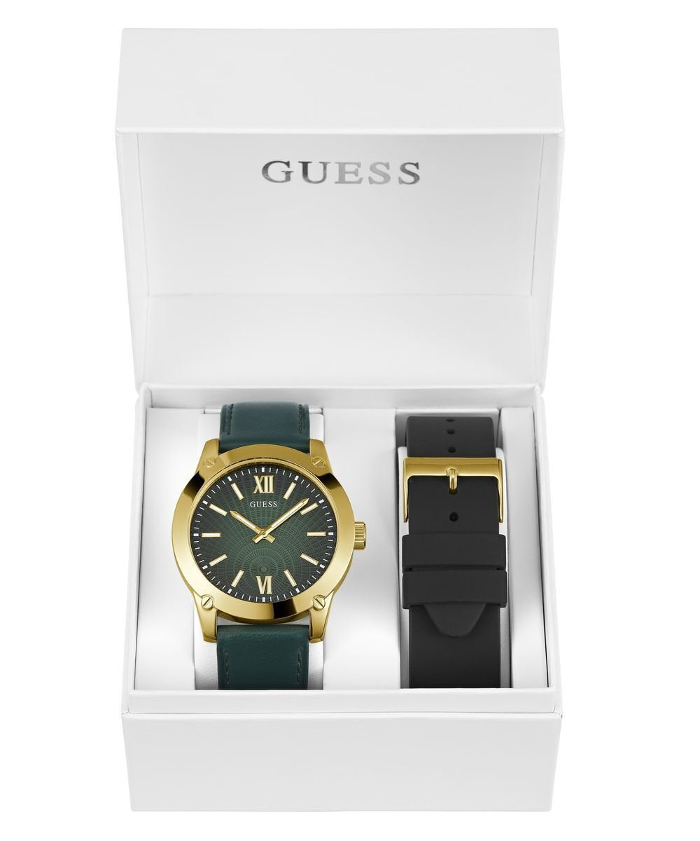 Guess Herren Armbanduhr Box Set Crescent grün, gold GW0630G2