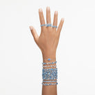 Swarovski Armband Unisex Matrix Tennis „Round‑Cut Blue“ Länge: ca. 17,5 cm (6 7/8″), Größe L Weiß/Rhodium 5648929