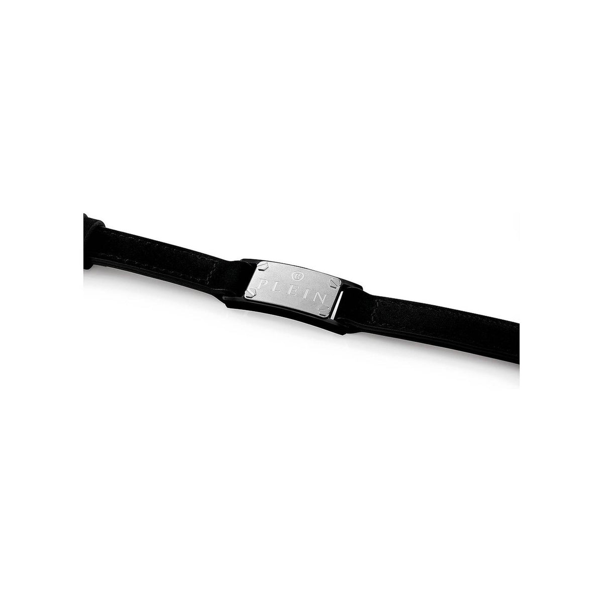 Philipp Plein Armband Herren $Kull Bones Schwarz Edelstahl Leder PJWEA07BU