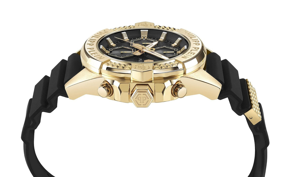Philipp Plein Herrenuhr The $kull Chrono Schwarz/Gold PWWFA0225