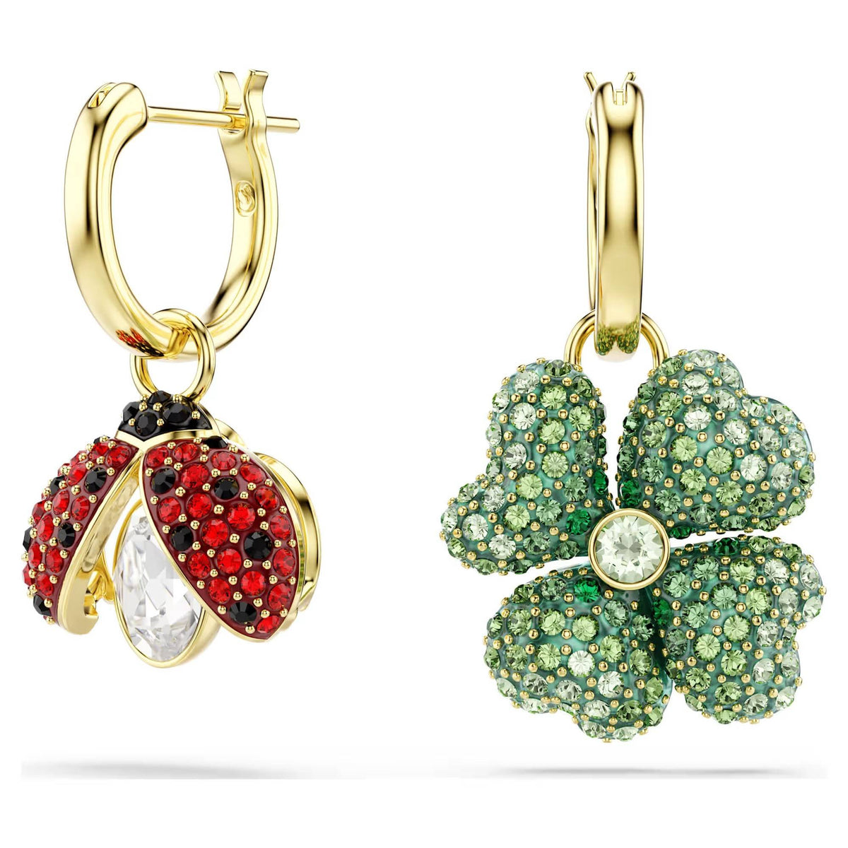 Swarovski Ohrringe Damen Idyllia Drop Ohrhänger Set Marienkäfer Klee Erdbeere Mehrfarbig 5742681