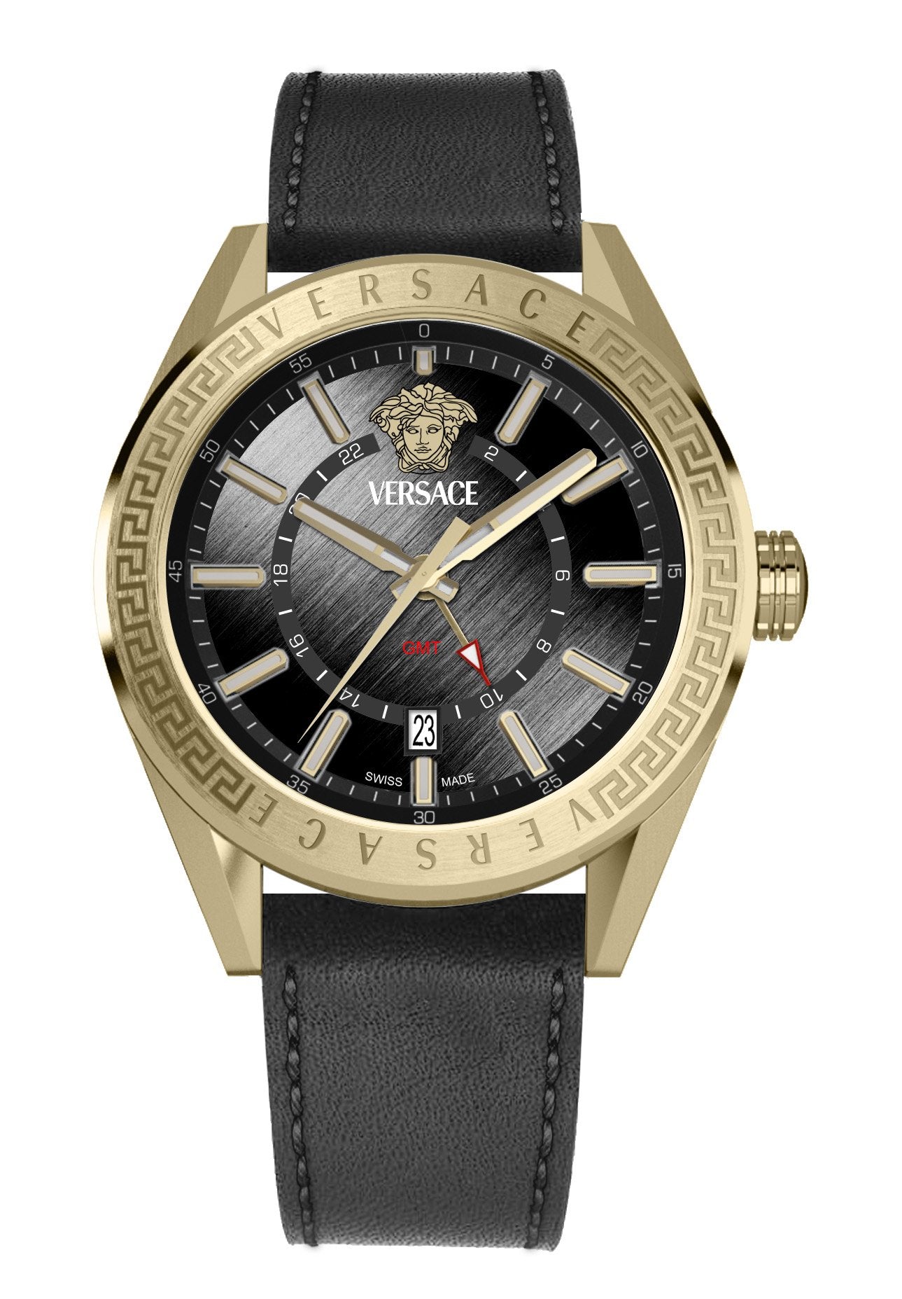 Versace Herren Armbanduhr V-CODE GMT 42MM  Schwarz VEAFA0224