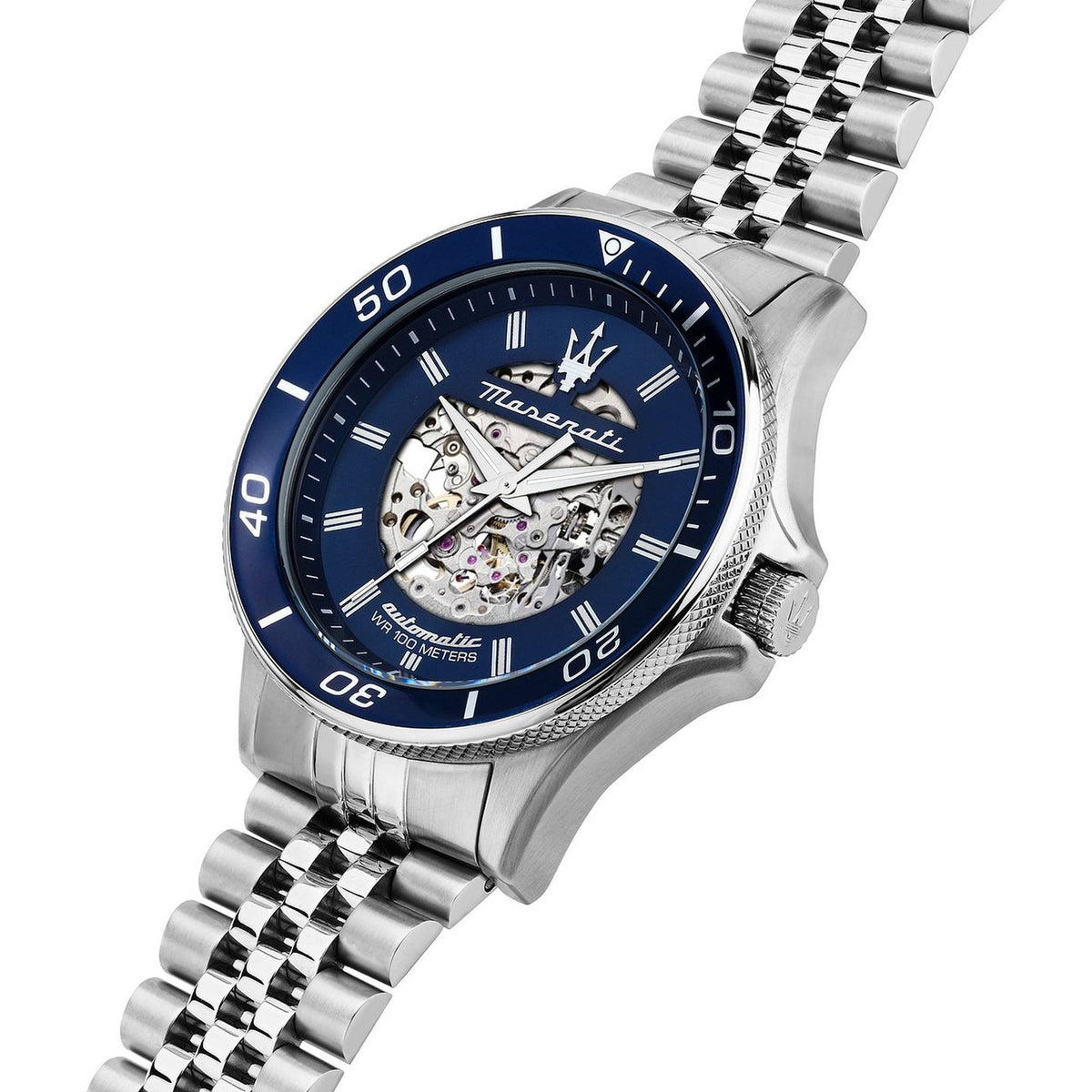 Maserati Automatikuhr Sfida Herren Uhr Silber Blau R8823140011