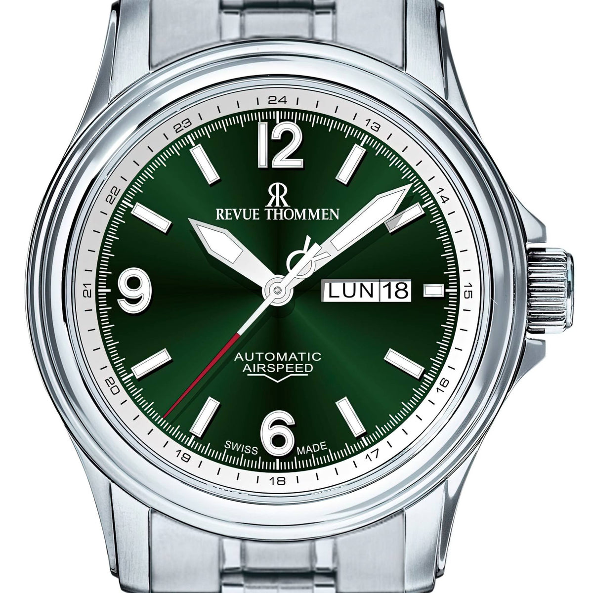 Revue Thommen Armbanduhr Herren Automatikuhr 16040.2434 Grün/Silber