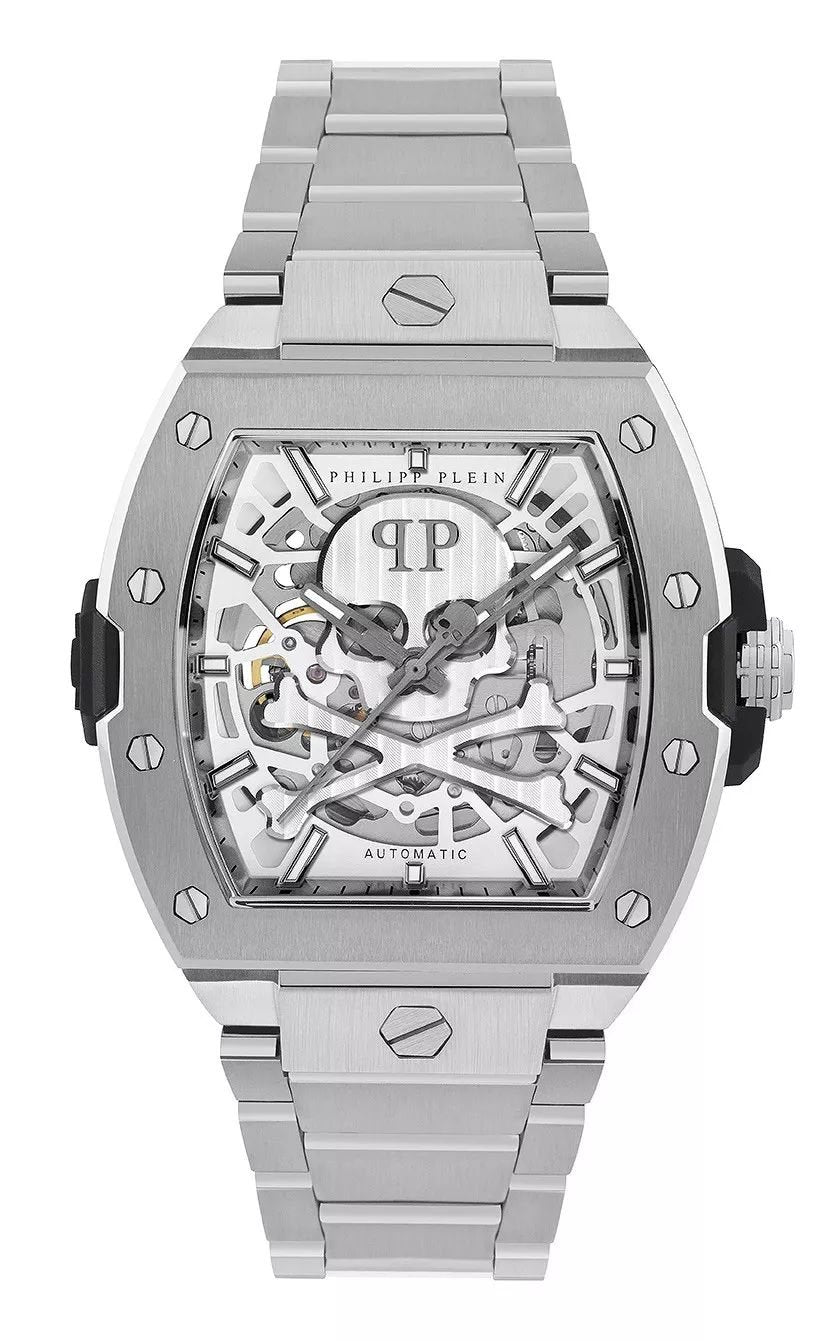 Philipp Plein Herren Automatikuhr The $keleton 2.0 PWJFA0425 Edelstahl Silber 44 mm